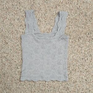 Free People Light Gray Textured Tank Top